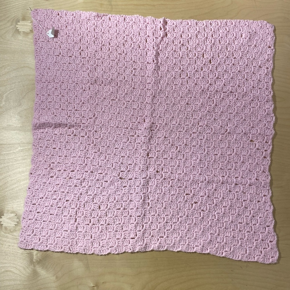 Pink Crochet Baby Blanket 30” x 30” (OV)